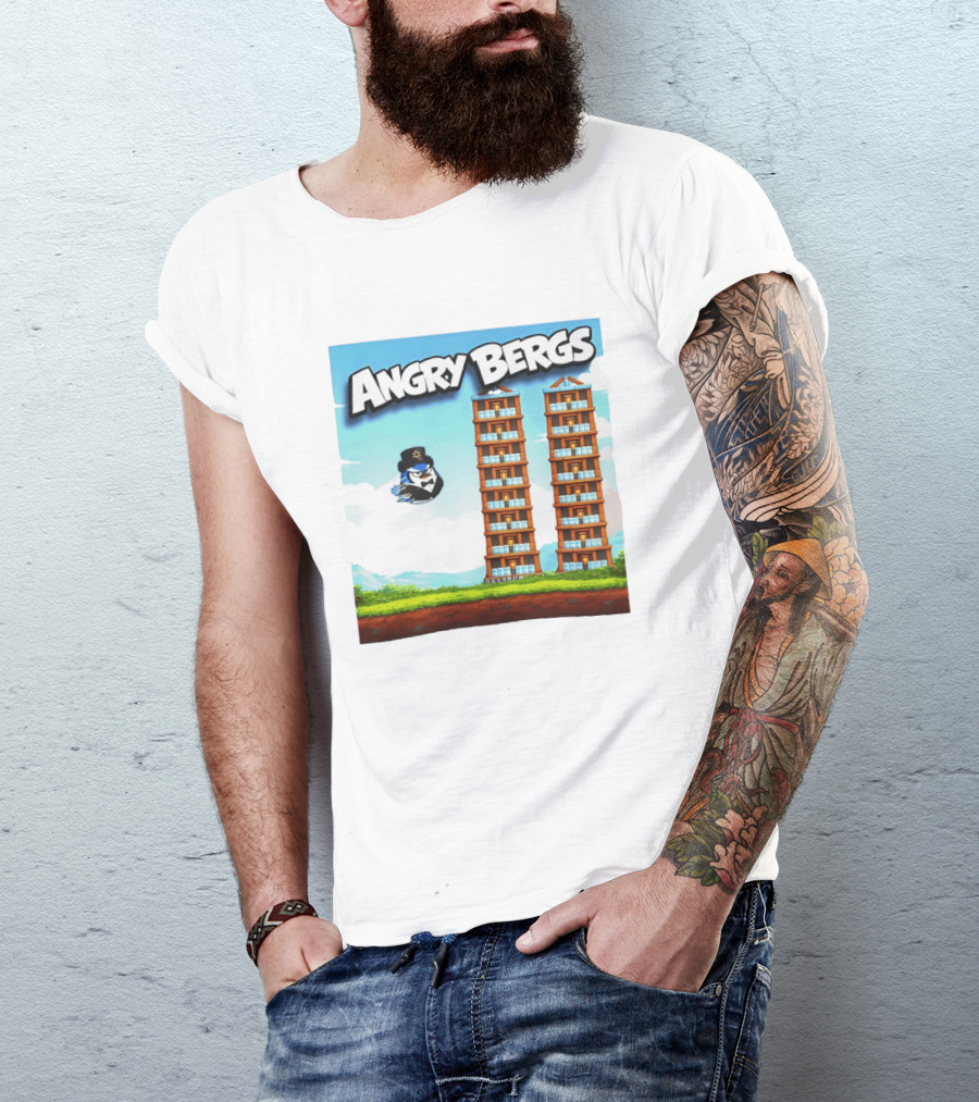 Angry Bergs Funny Parody Building Smash блоки Stack Game T-Shirt