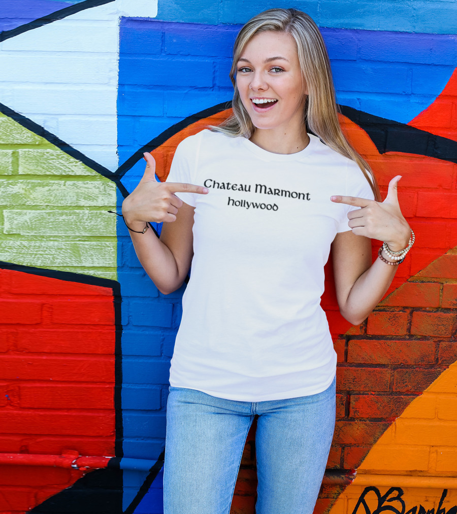 Chateau Marmont Hollywood Black Uncial Lettering T-Shirt