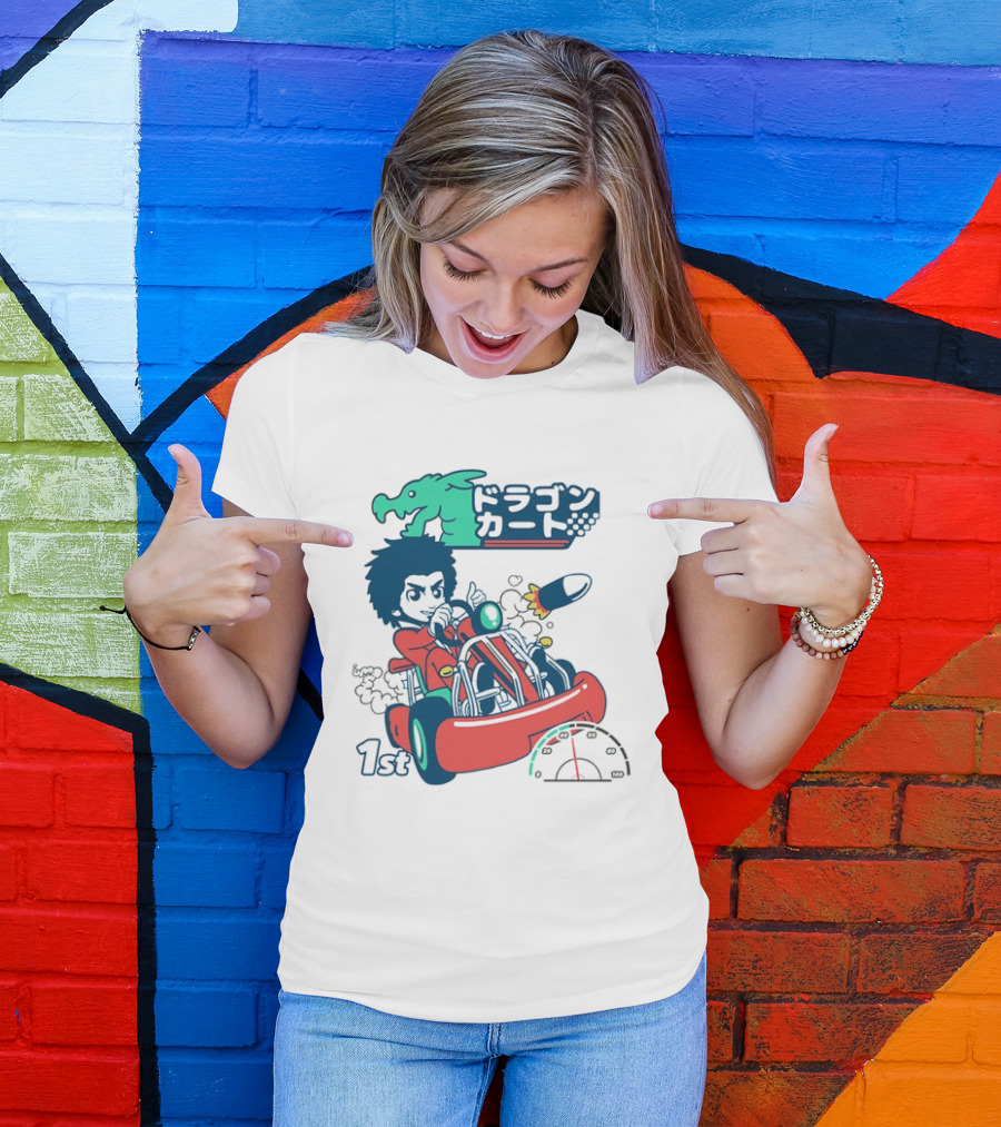 Dragon Kart Japanese Afro Racer 1st Place Red Vehicle Rocket Gauge T-Shirt