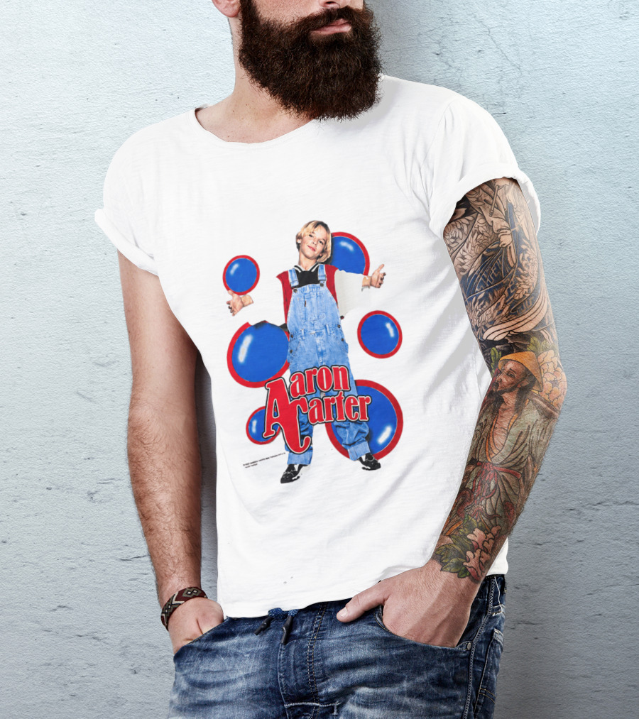 Aaron Carter Overalls Blue Red Circles Fashion T-Shirt