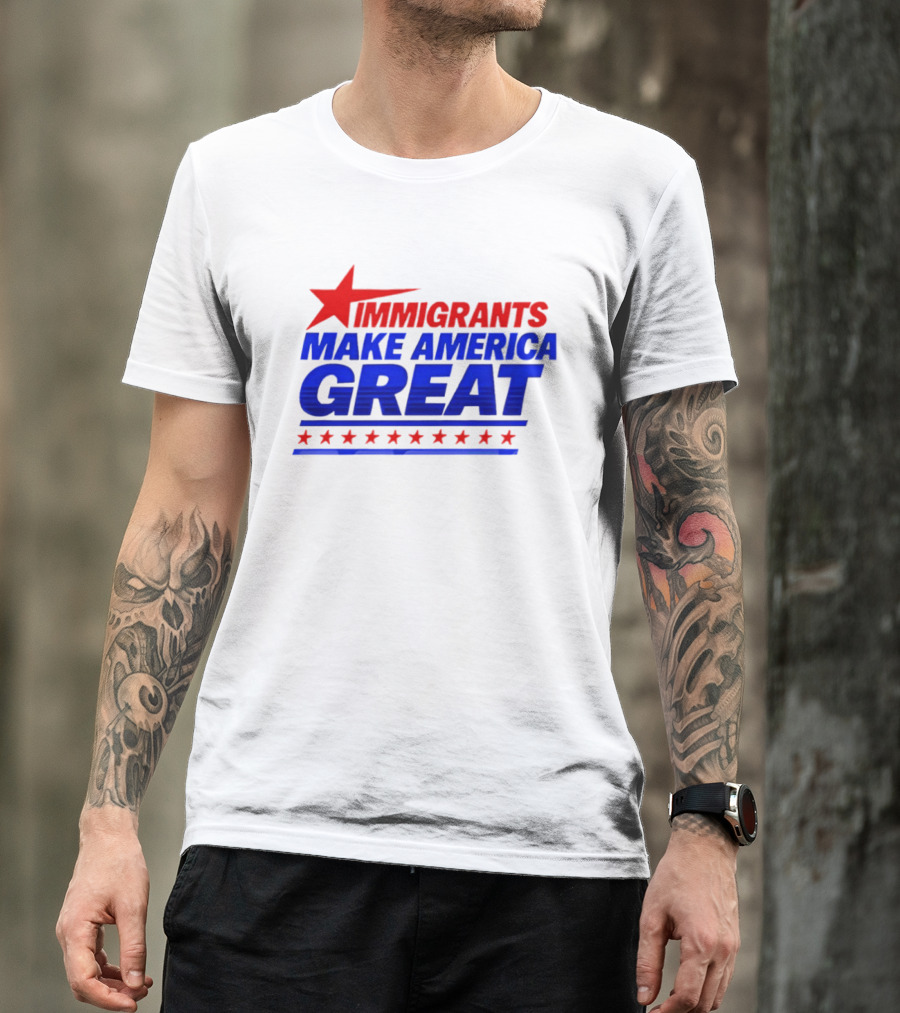 Immigrants Make America Great Red Star Political Message 2026 T-Shirt