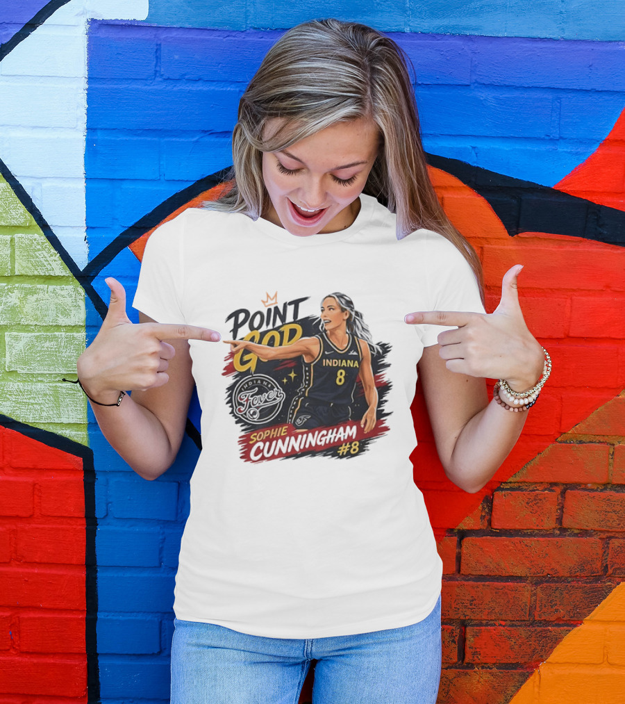 Indiana Fever WNBA Sophie Cunningham Point God #8 Basketball Player Painting T-Shirt
