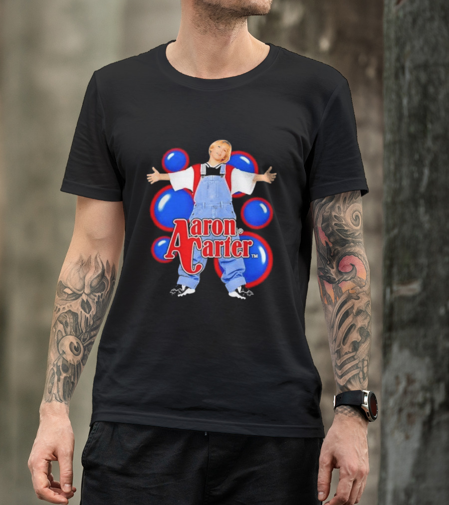 Aaron Carter Denim Overalls Bubbles Photo Bootleg T-Shirt