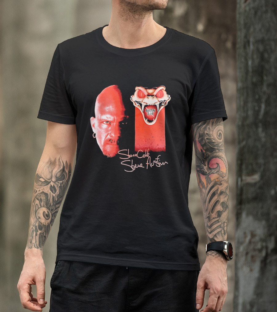Austin 3 16 Stone Cold Steve Red Rattlesnake Head Signature T-Shirt