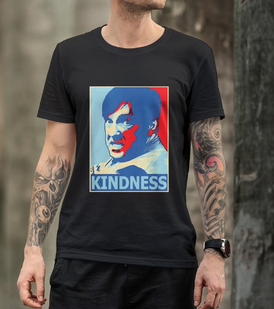 Kindness Mustachioed Man Halftone T-Shirt