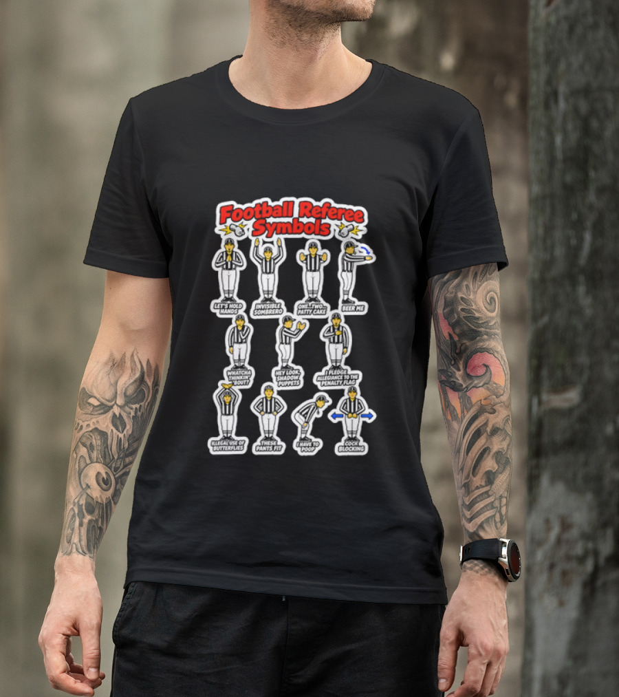 Football Referee Symbols Cartoon Referees Making Hand Signals T-Shirt