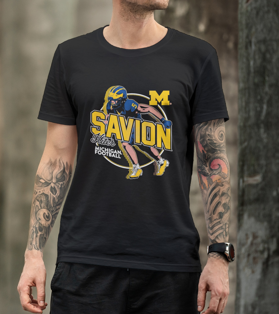 Michigan Wolverines Savion Hiter Number 5 Player Football M T-Shirt