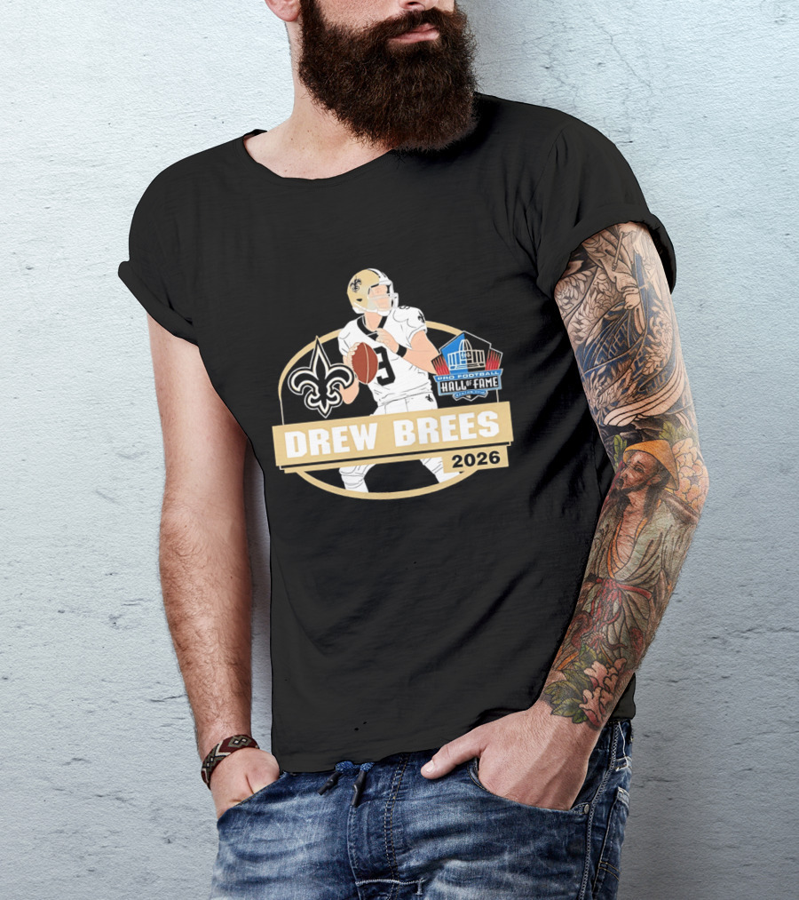 New Orleans Saints Drew Brees Pro Football Hall Of Fame 2026 T-Shirt