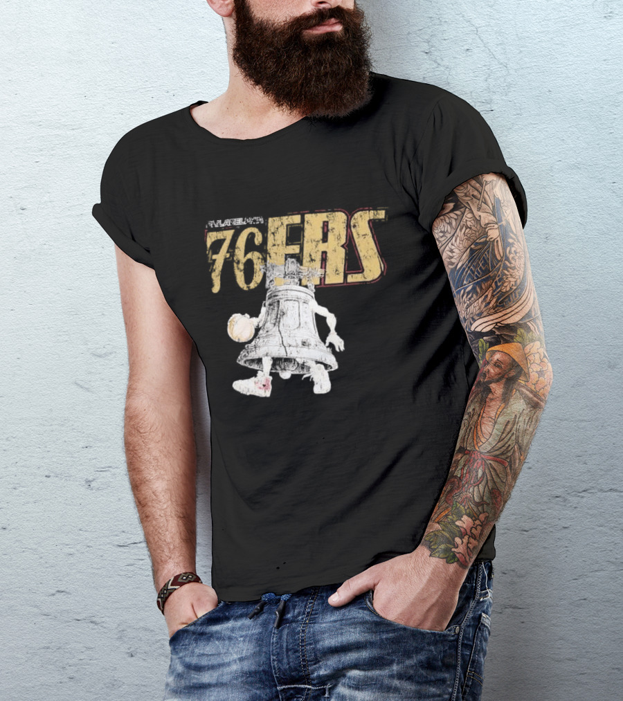 Philadelphia 76ers Distressed Liberty Bell Dribbling Basketball T-Shirt