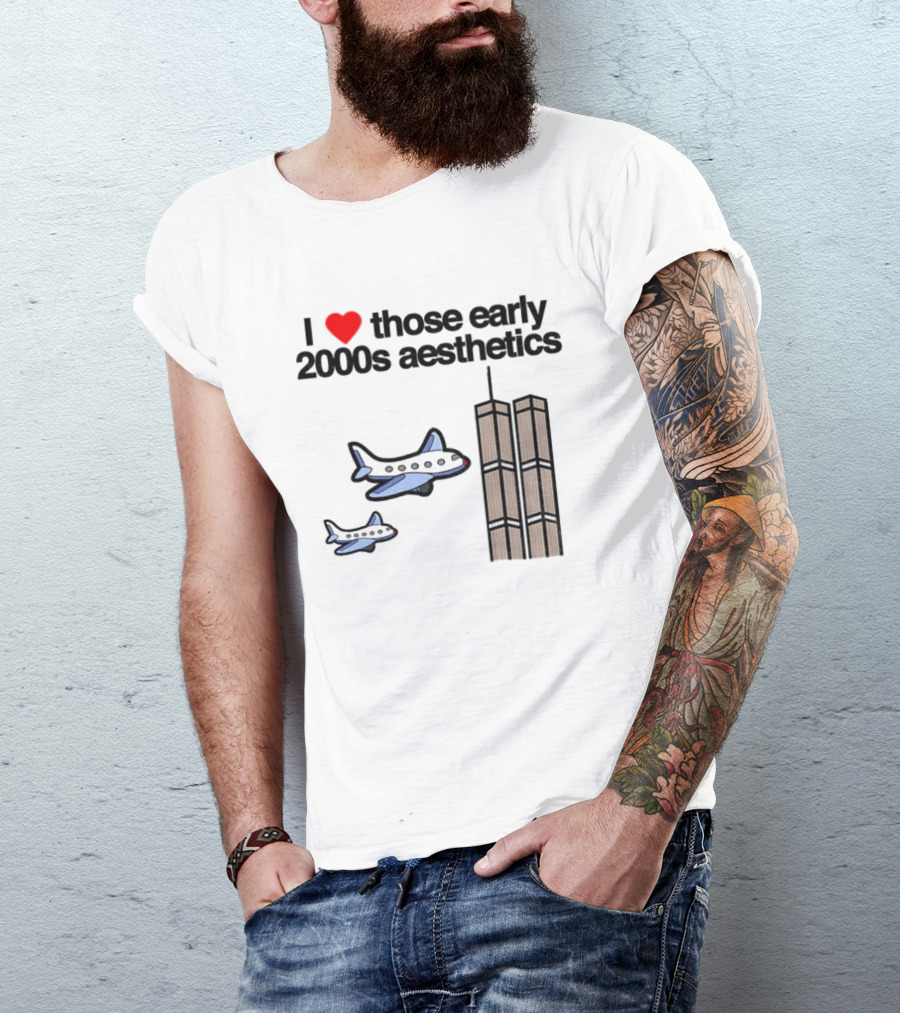 I Heart Those Early 2000s Aesthetics Airplanes World Trade Center Towers T-Shirt