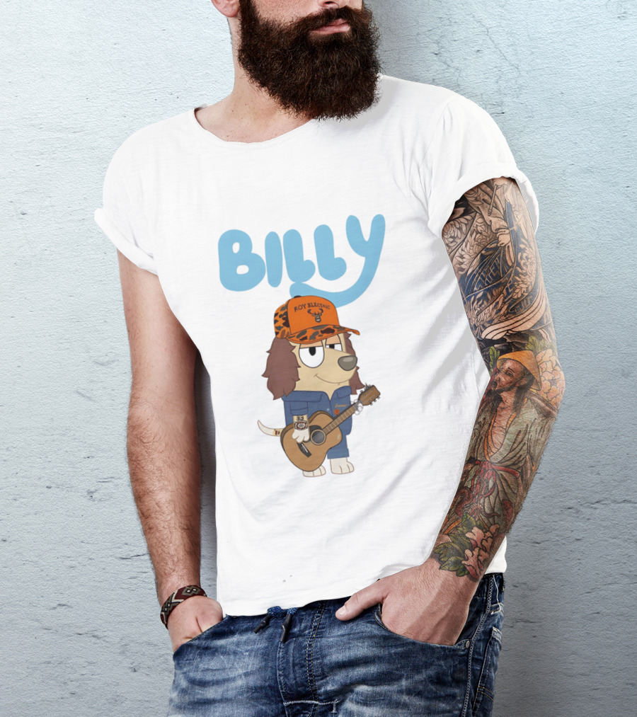 Billy Roy Electric Boomer Character With Guitar And Hat T-Shirt