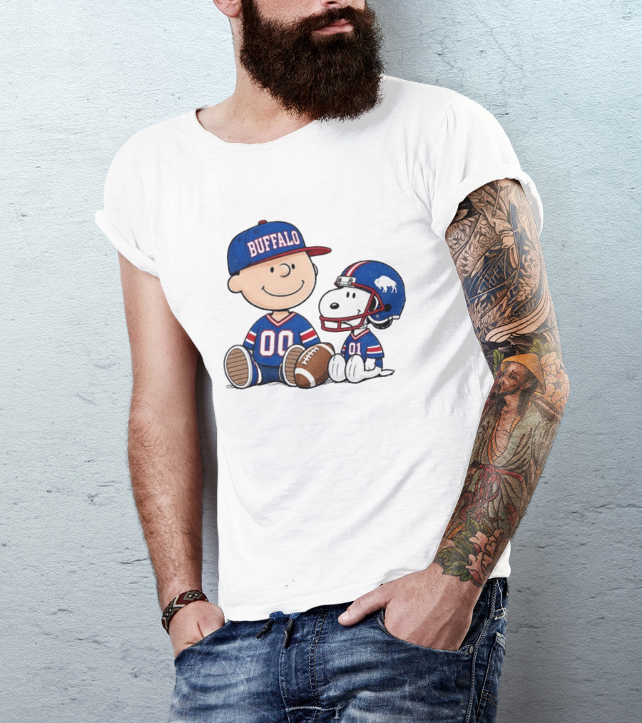 Charlie Brown Snoopy Buffalo 00 01 Football Team Cartoon Sports Fan Gear T-Shirt