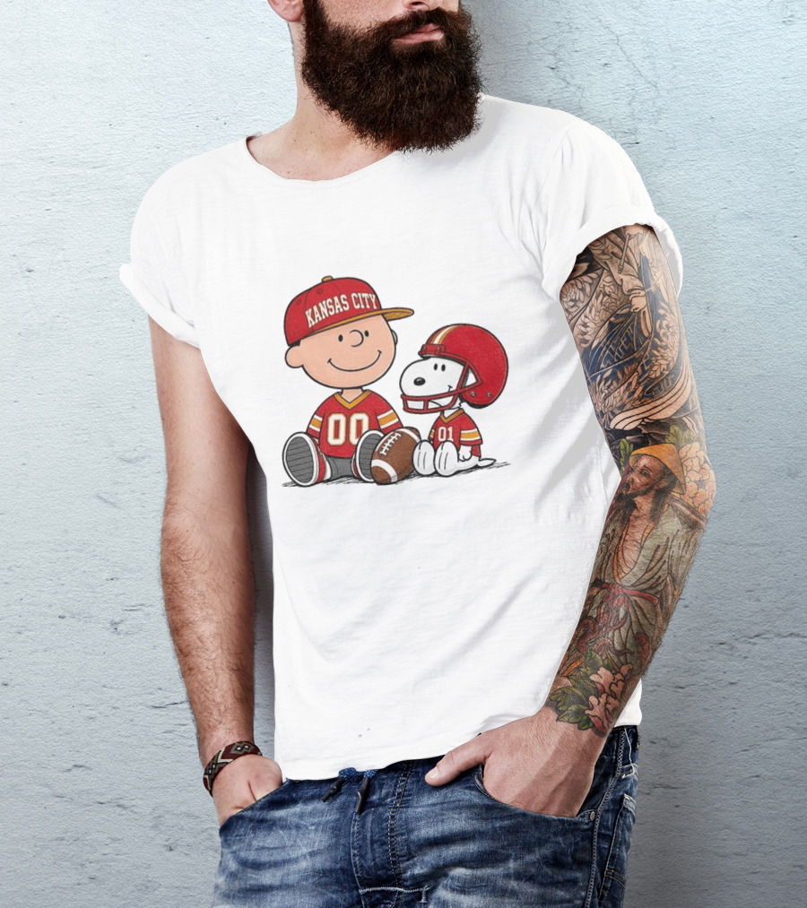 Kansas City Football With Charlie Brown And Snoopy Players T-Shirt