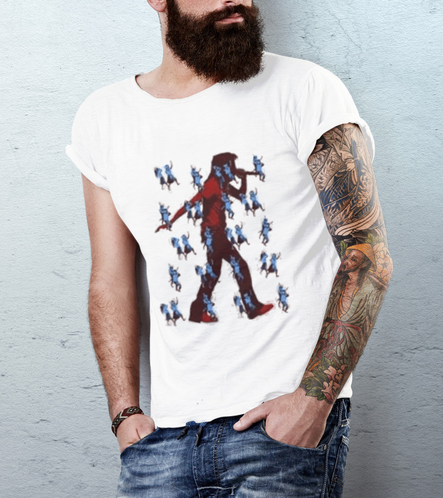 JID Faded White God Does Like Ugly J.I.D. GDLU Blue Floral Shadow T-Shirt