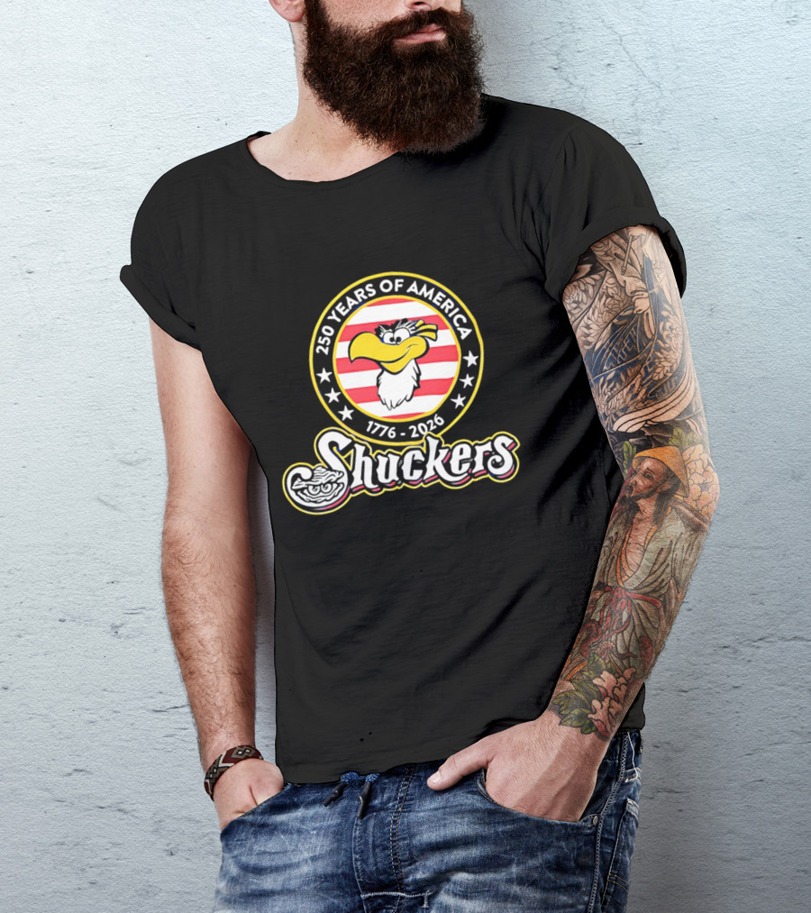250 Years Of America 1776 2026 Shuckers With Clam And Stars T-Shirt