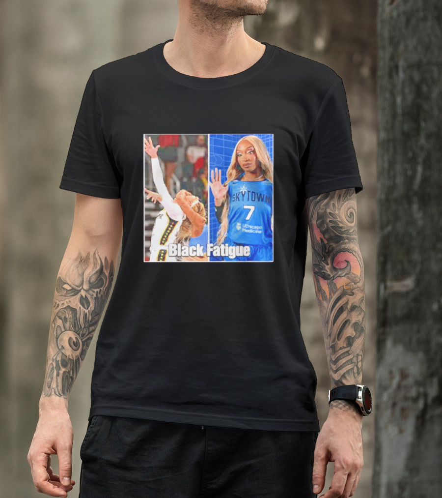 Skytown WNBA Black Fatigue Meme DiJonai Carrington Sophie Cunningham Hard Foul T-Shirt