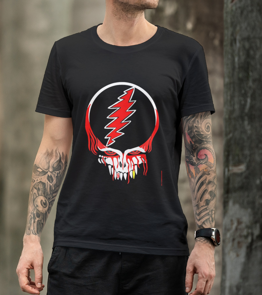 Grateful Dead Steal Your Face Skull Lightning Punk Rock Red White T-Shirt