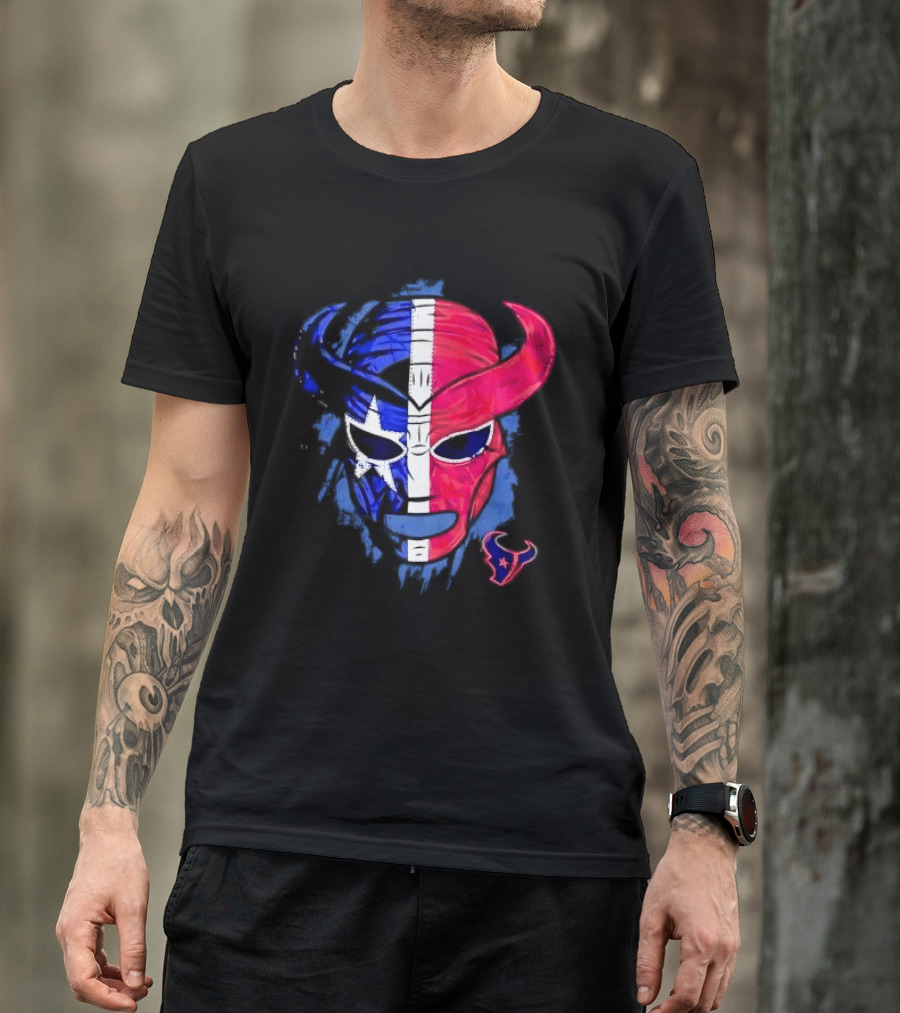 Houston Texans Distressed Lucha Libre Mask Texas Flag T-Shirt