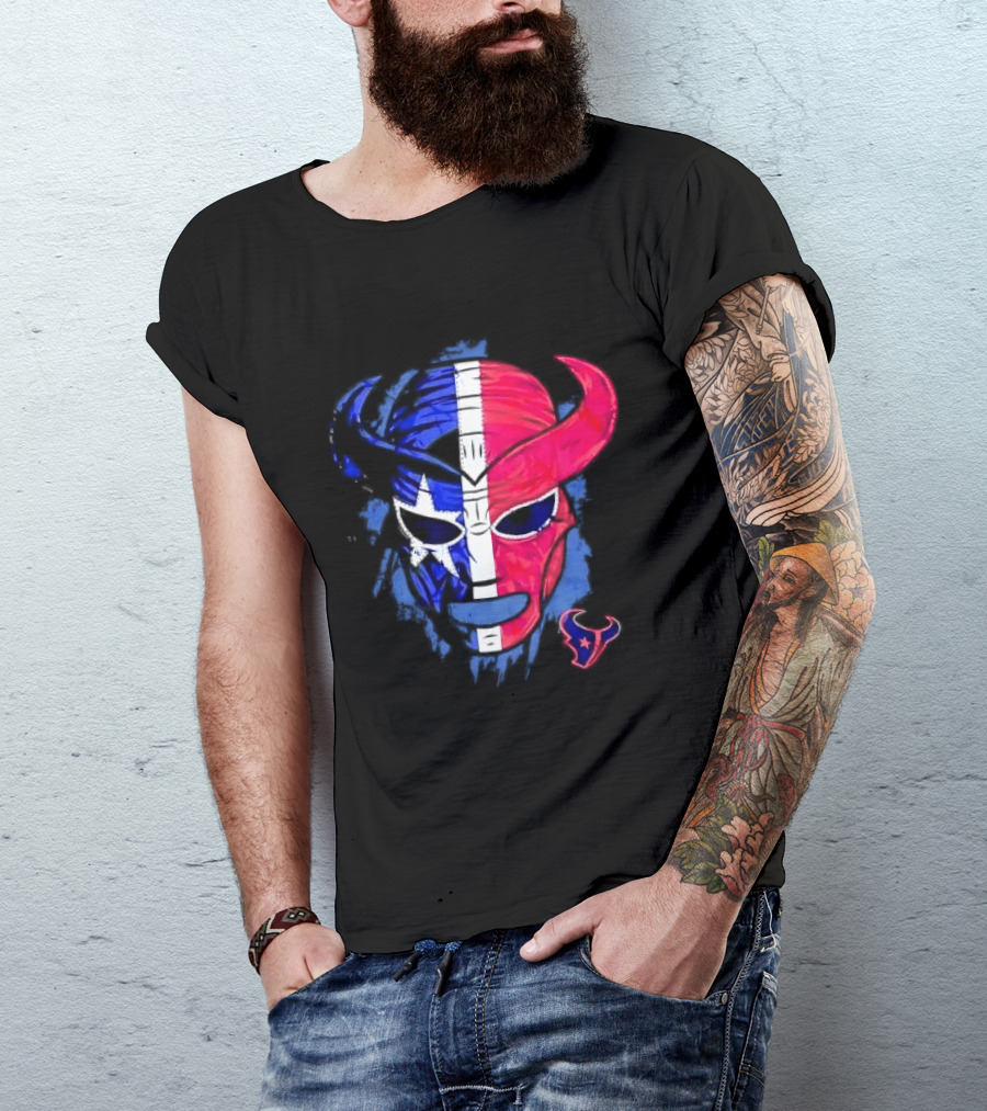 Houston Texans Distressed Lucha Libre Mask Texas Flag T-Shirt