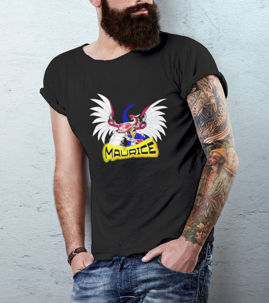 Maurice Cybernetic Dragon Winged Anime Duelist Trading Card Yellow T-Shirt