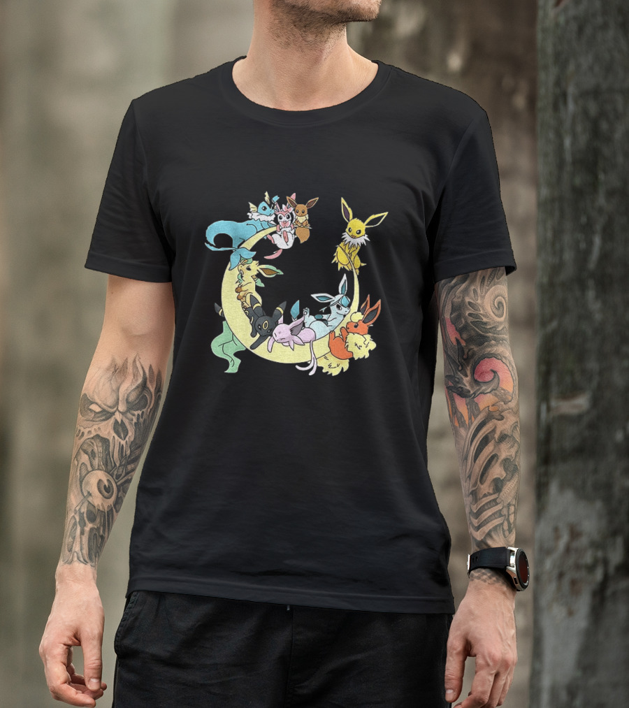 Eevee Evolutions Sylveon Umbreon Flareon Jolteon Vaporeon Espeon Leafeon Glaceon T-Shirt
