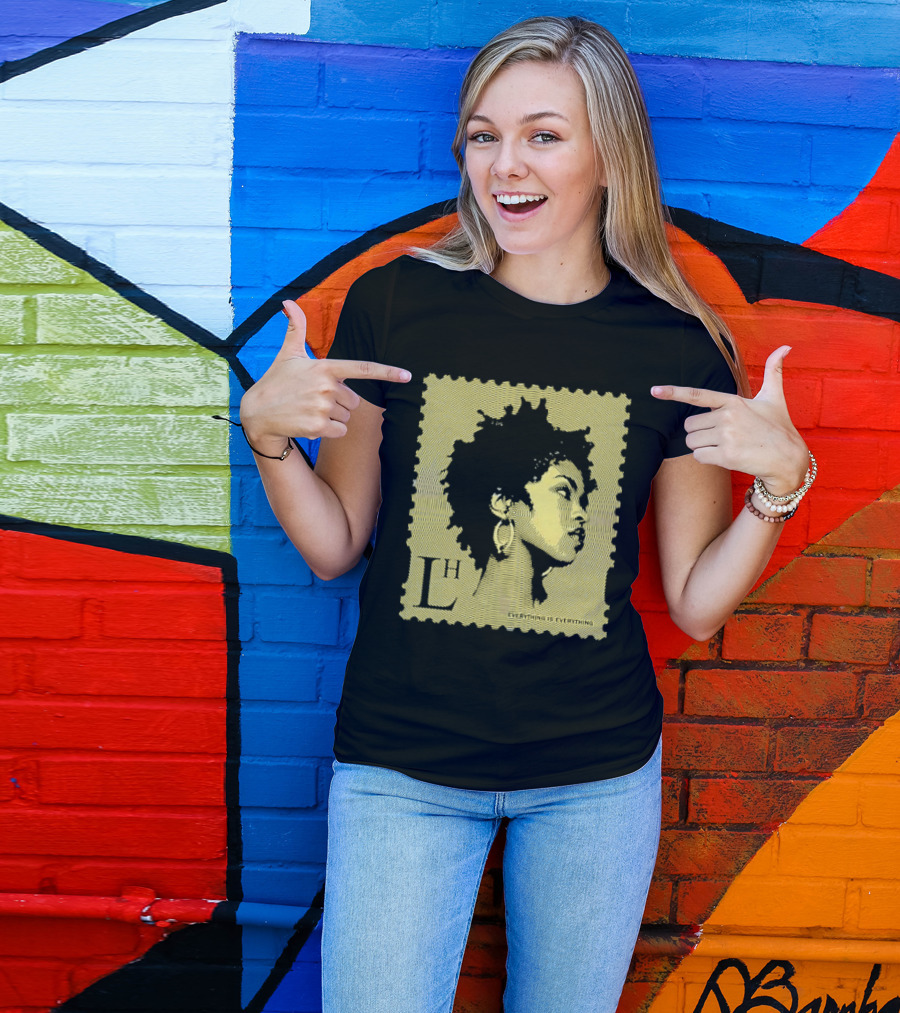 Everything Is Lh Gold Line Afro Woman Stamp T-Shirt