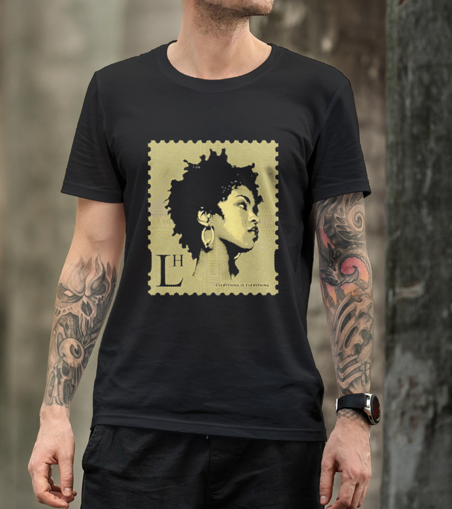 Everything Is Lh Gold Line Afro Woman Stamp T-Shirt