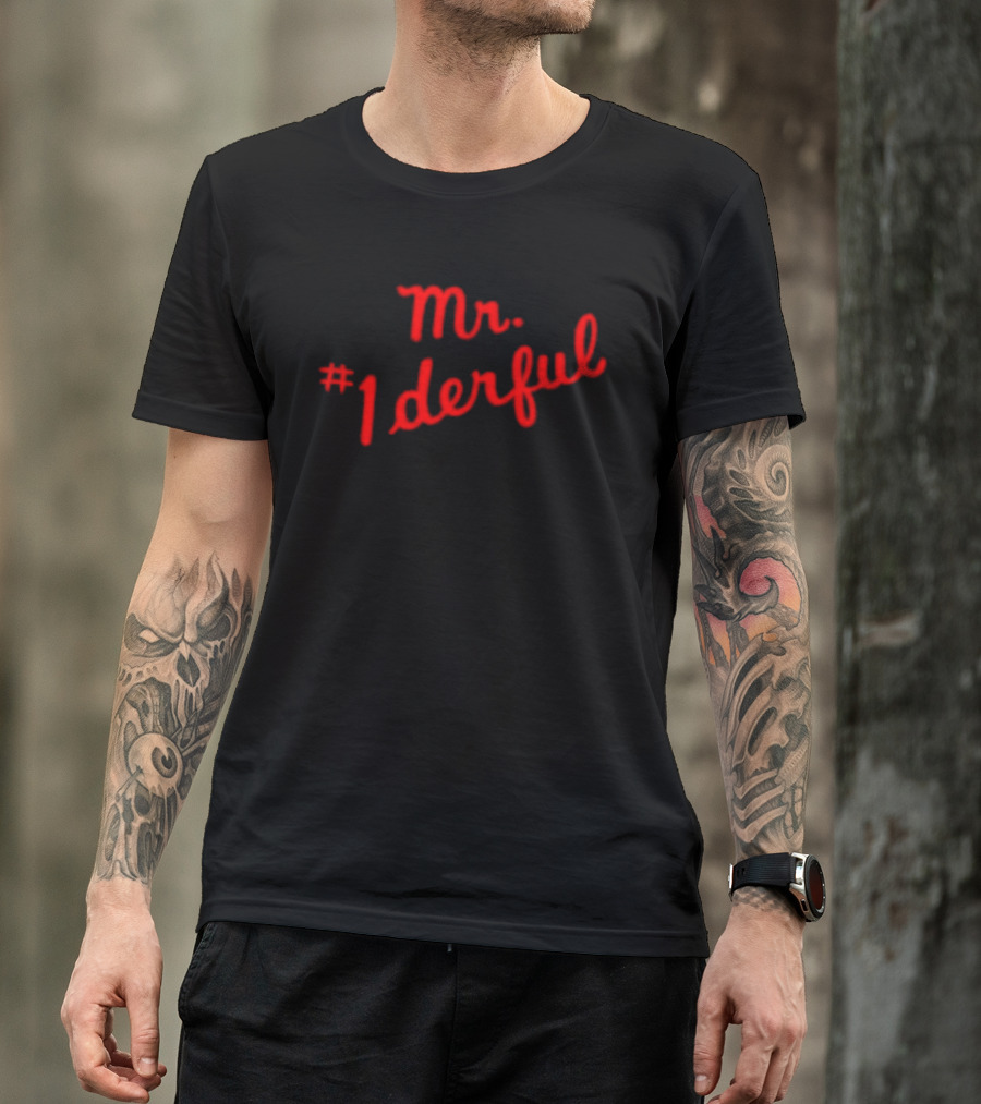 Mr 1derful Red Cursive Handwriting Script T-Shirt