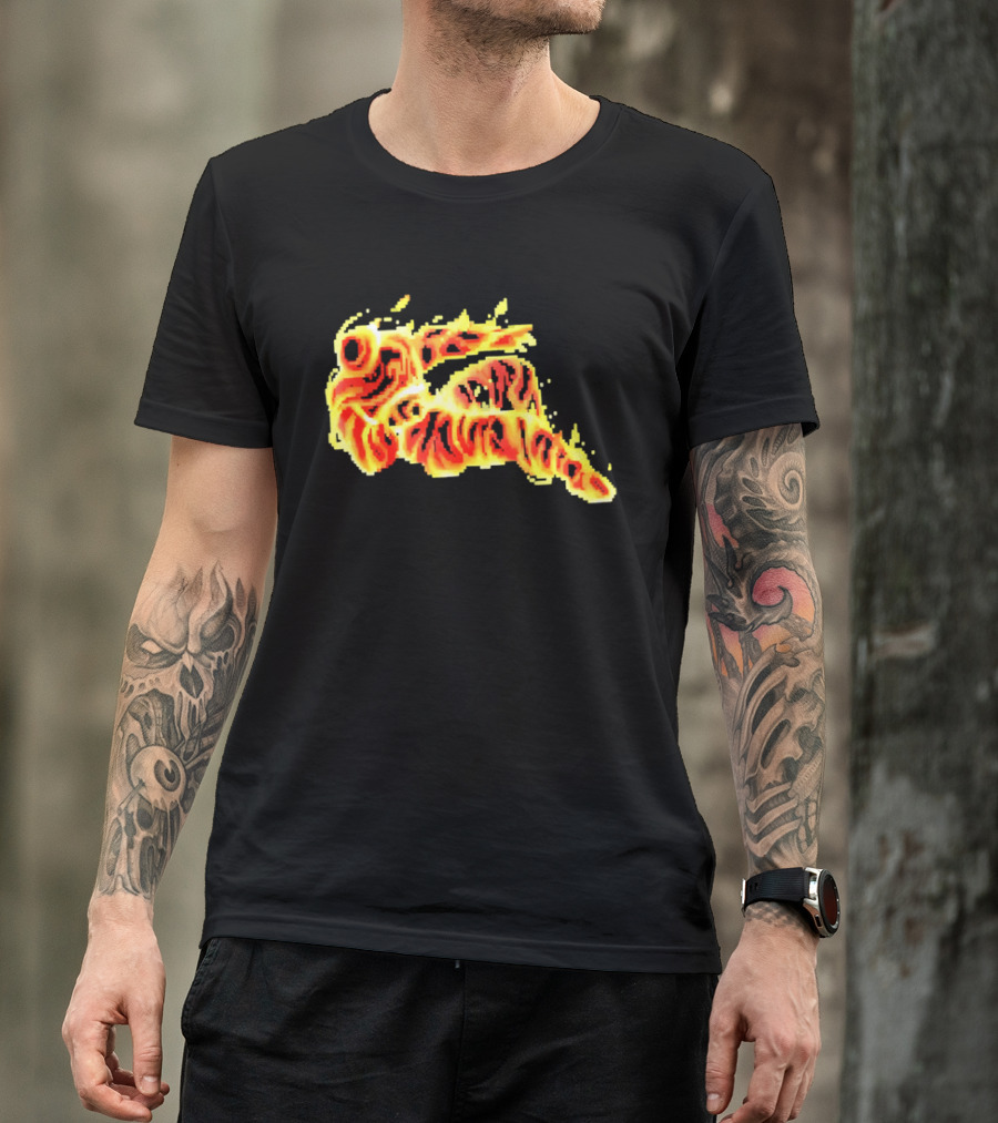 Fiery Waves Of Burning Flame Blaze In Yellow Orange Red Hues T-Shirt