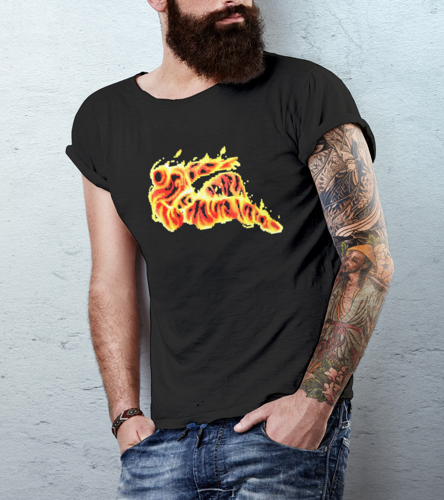 Fiery Waves Of Burning Flame Blaze In Yellow Orange Red Hues T-Shirt