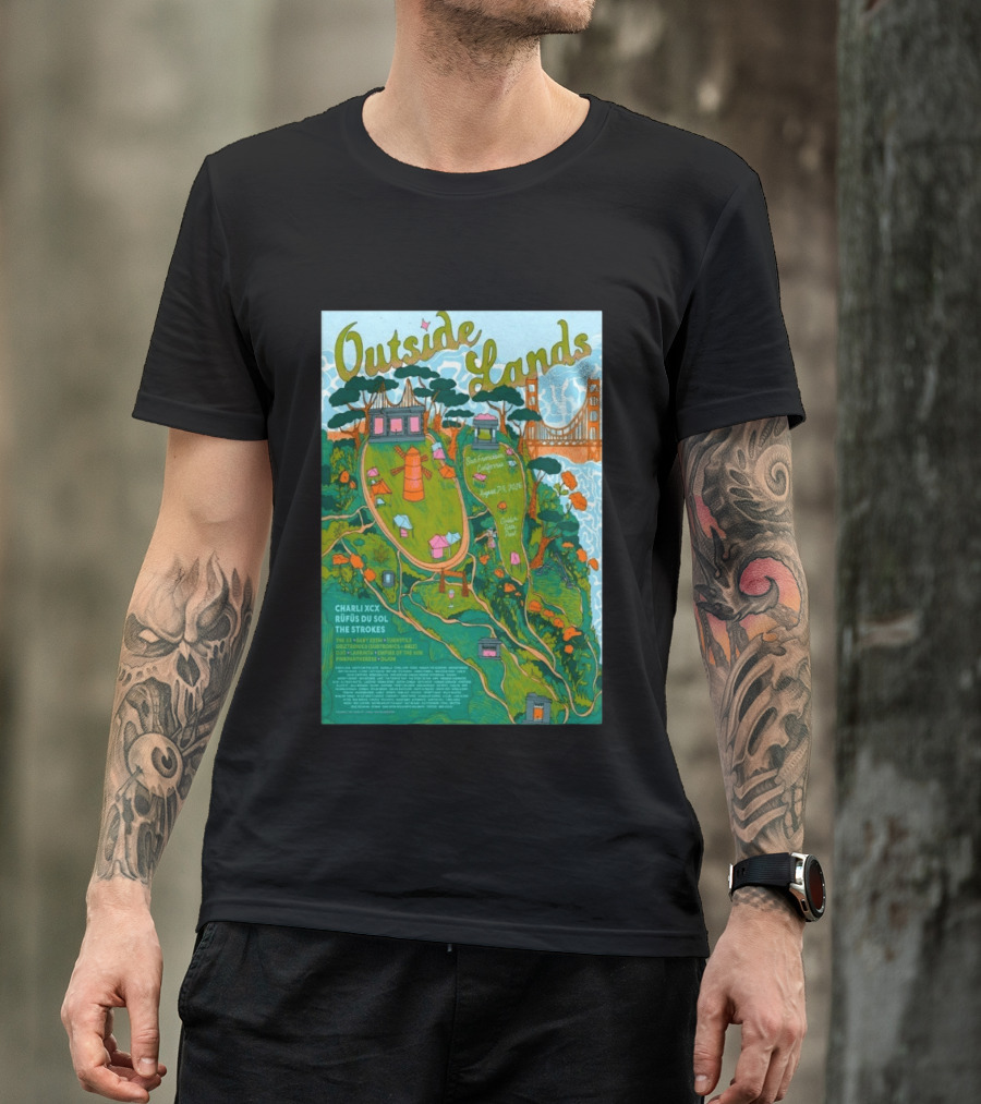 Outside Lands San Francisco August 7 9 2026 Golden Gate Park Charli XCX Rufus Du Sol The Strokes T-Shirt