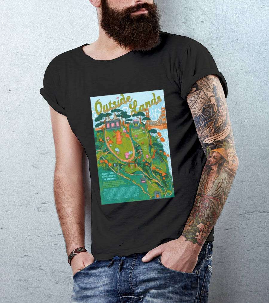 Outside Lands San Francisco August 7 9 2026 Golden Gate Park Charli XCX Rufus Du Sol The Strokes T-Shirt