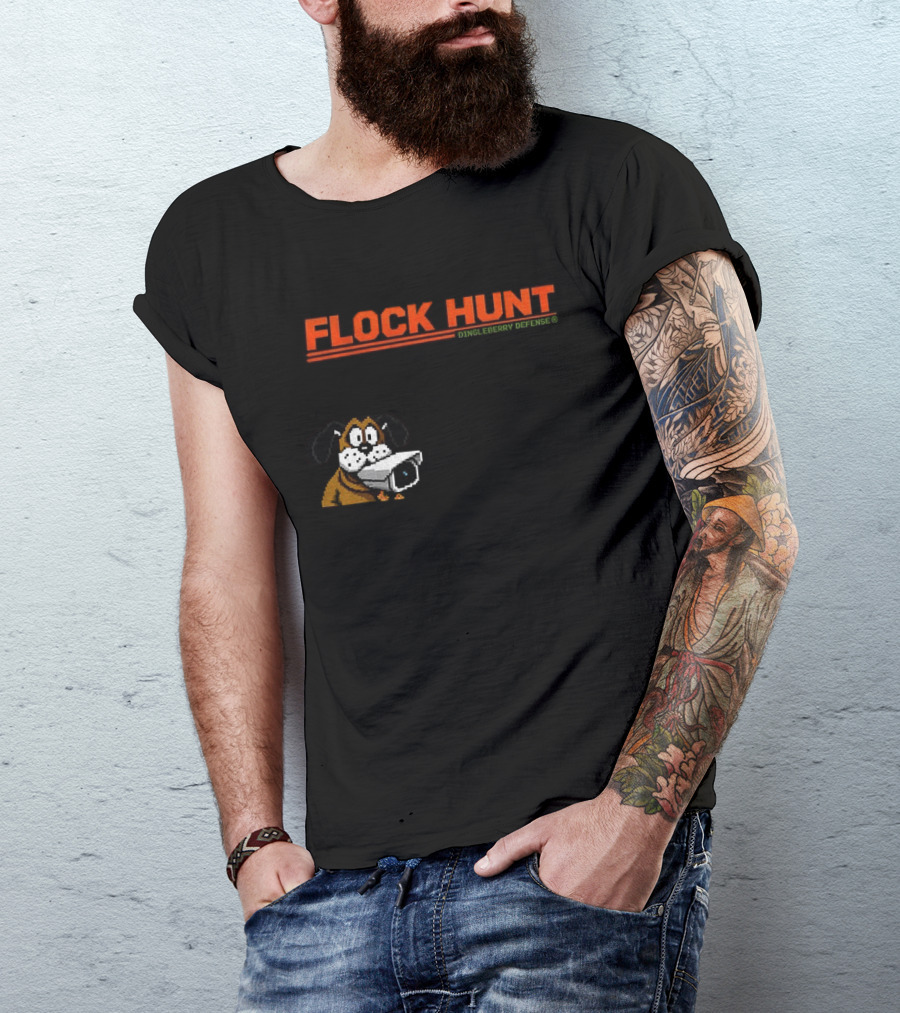 Flock Hunt Pixelated Canine Dingleberry Defense Security Camera T-Shirt