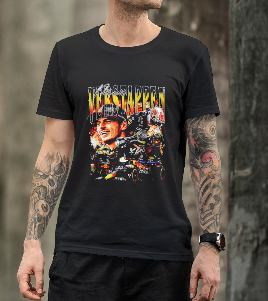 Max Verstappen Red Bull Racing F1 Driver Trophy Car Photo Collage T-Shirt