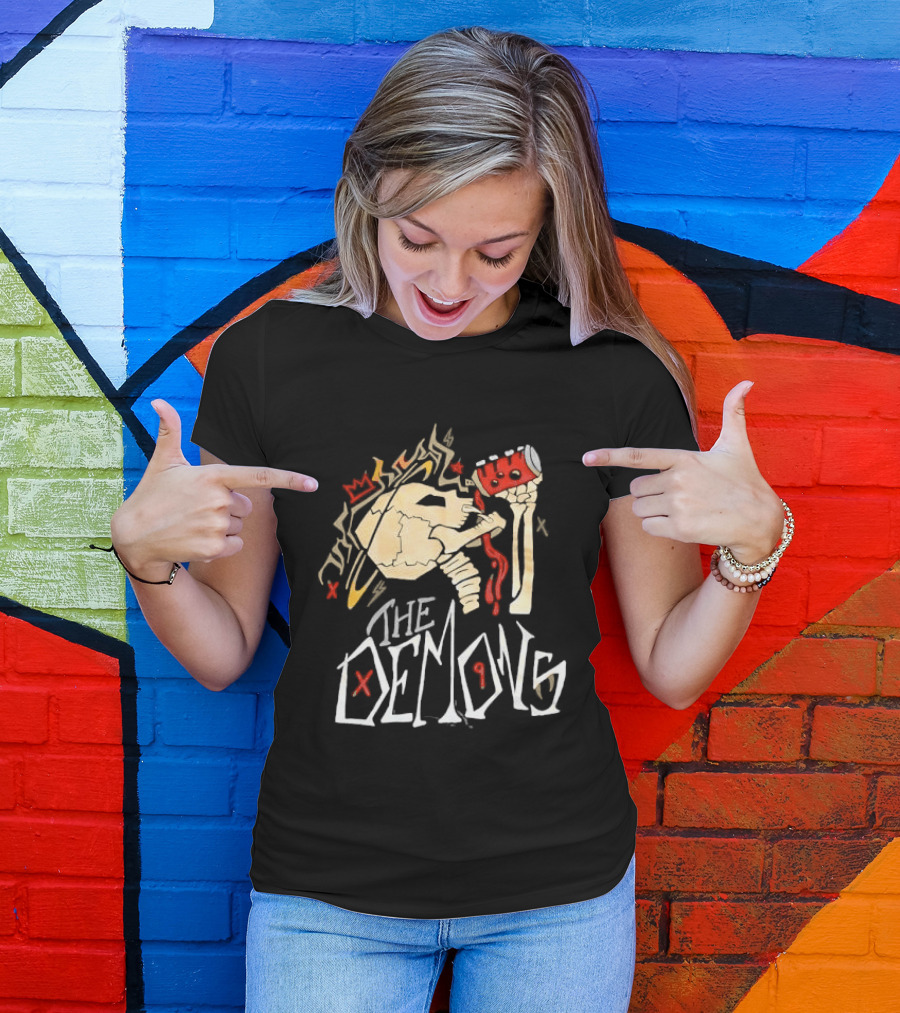 The Demons Crowned Skeleton Skull Drinking Spray Can T-Shirt