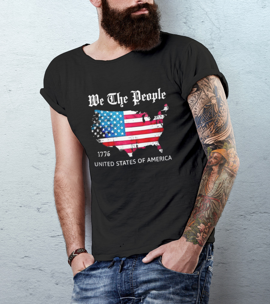 We The People 1776 Distressed USA Map Flag United States Of America T-Shirt