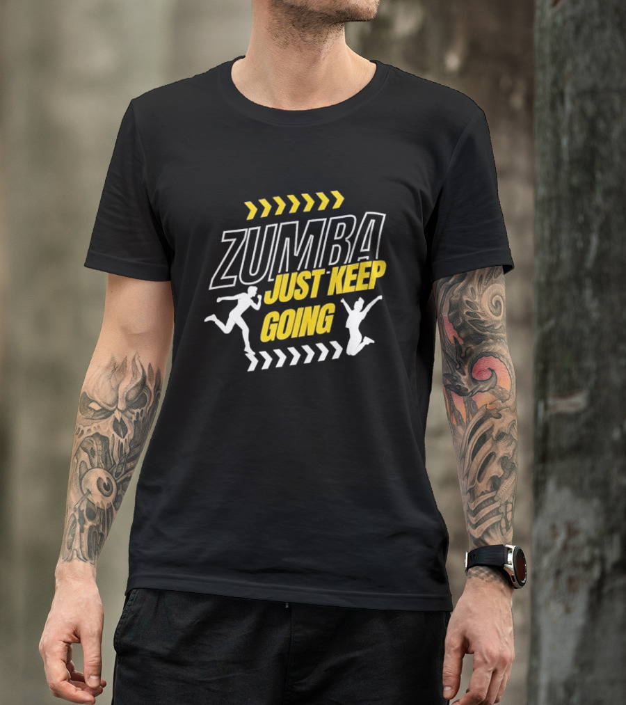 Zumba Just Keep Going Fitness Running Jumping Chevron Arrows T-Shirt
