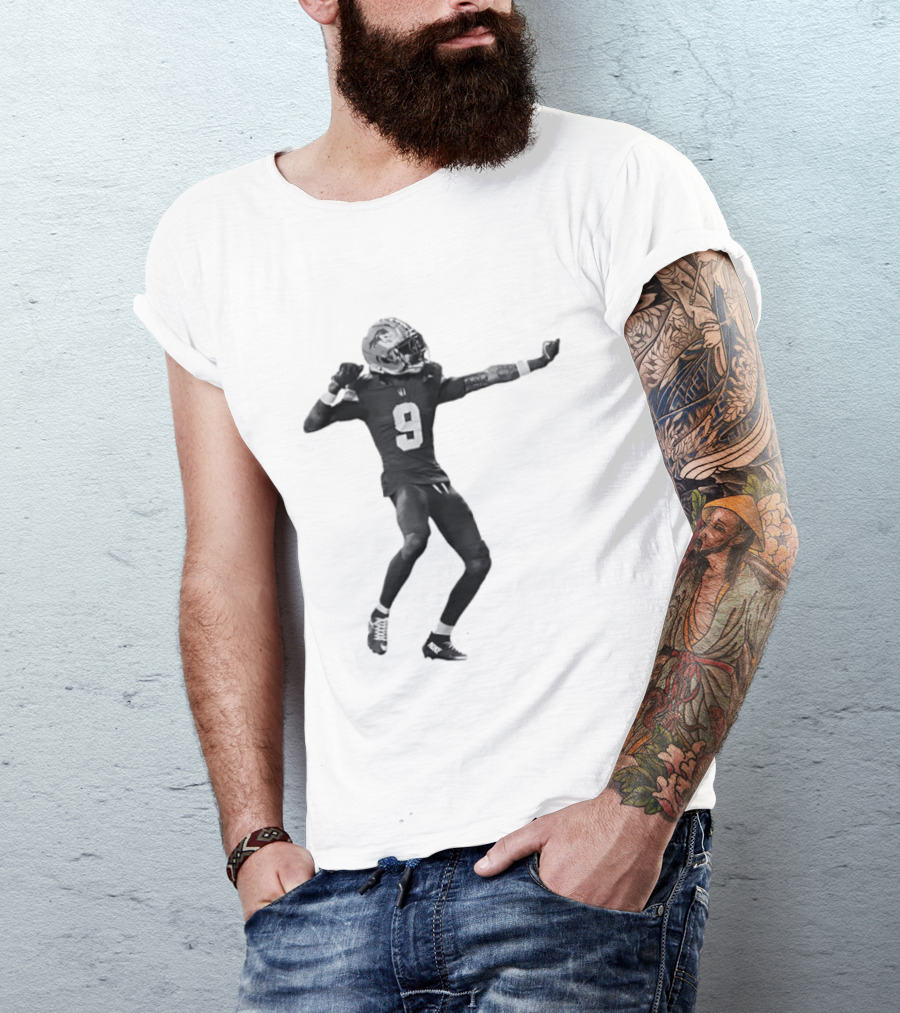 Detroit Lions Number 9 Celebratory Pose Football Athlete Cutout T-Shirt