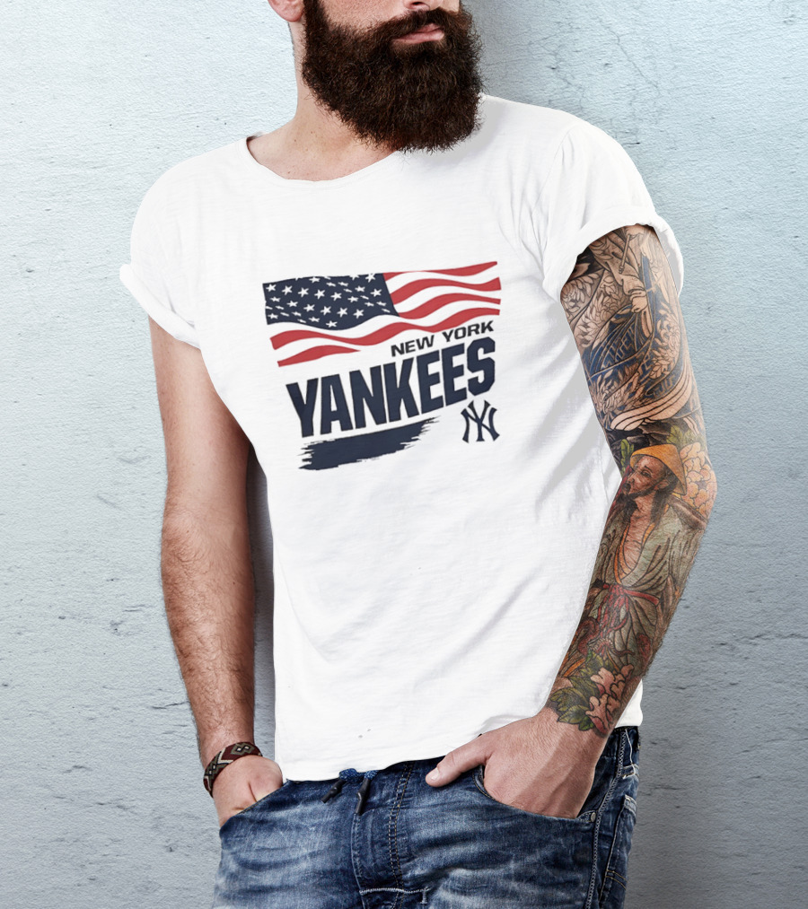 New York Yankees American Flag Brushstroke NY Yankees MLB T-Shirt