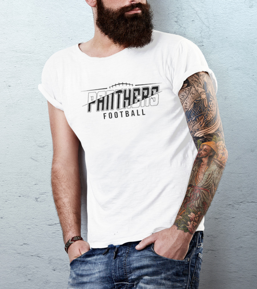 Panthers Football Diagonal Split Line Laces T-Shirt
