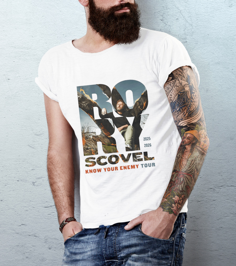 Rory Scovel Know Your Enemy Tour 2023 2026 Fire Backdrop T-Shirt