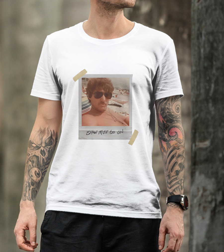 Show Must Go On Man At Beach Retro Style Polaroid T-Shirt