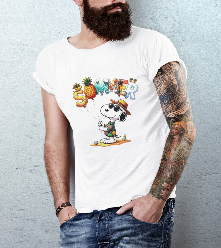 Snoopy Summer Sunglasses Pineapple Beach Balloons Fun T-Shirt