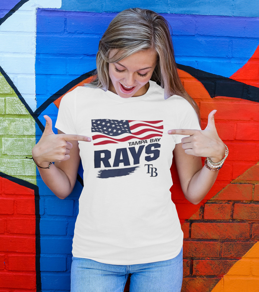 Tampa Bay Rays MLB American Flag Brush Stroke TB T-Shirt