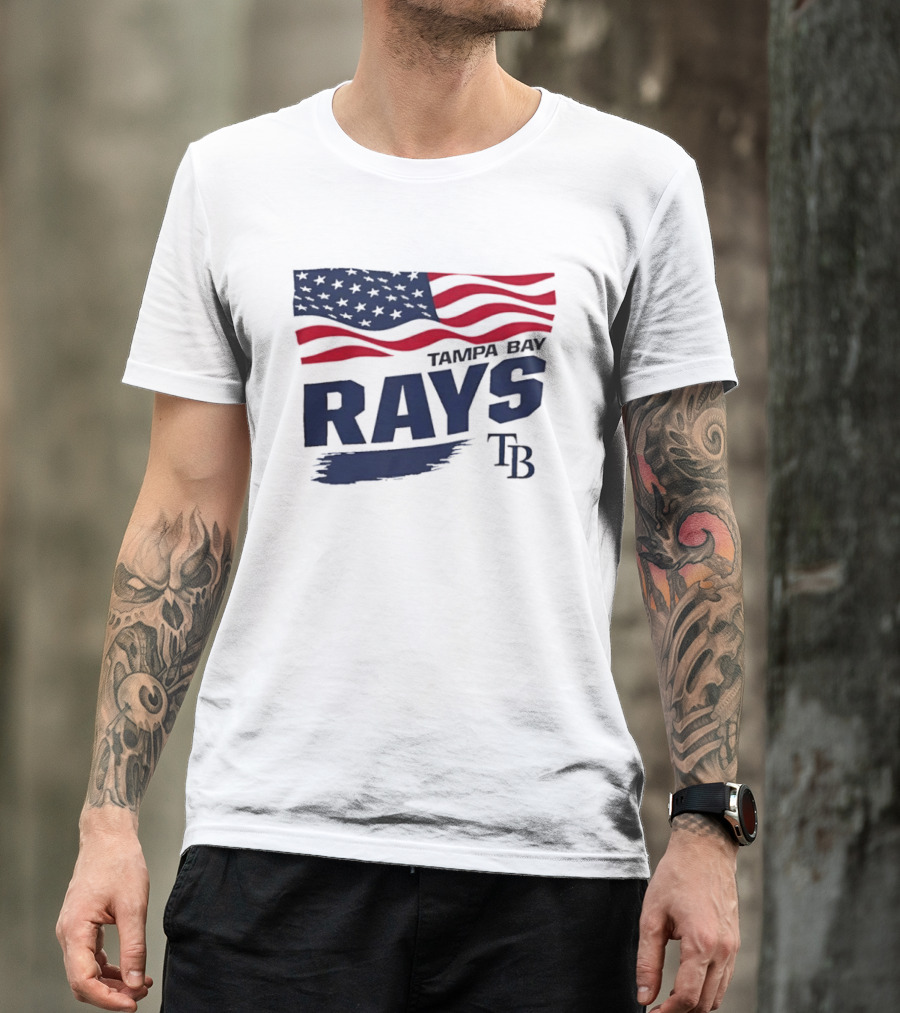 Tampa Bay Rays MLB American Flag Brush Stroke TB T-Shirt