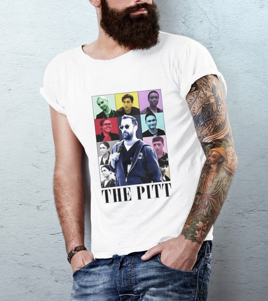 The Pitt Colorful Pop Grid Doctor Portraits Bearded Man In Sunglasses T-Shirt