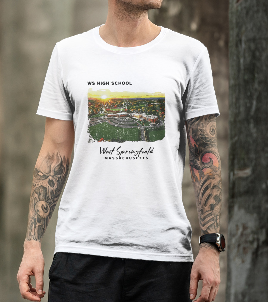WS High School West Springfield Massachusetts Aerial Sunset Campus Landscape T-Shirt