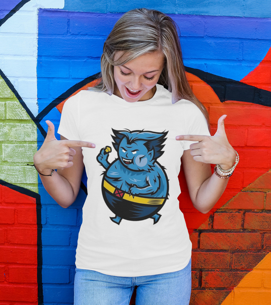 X Men Beast Caricature Cartoon Blue Character Cupcake T-Shirt