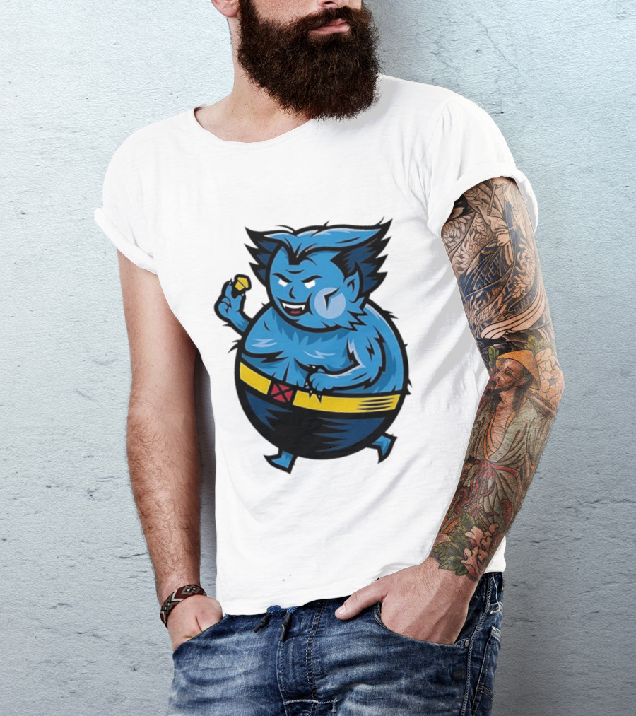 X Men Beast Caricature Cartoon Blue Character Cupcake T-Shirt