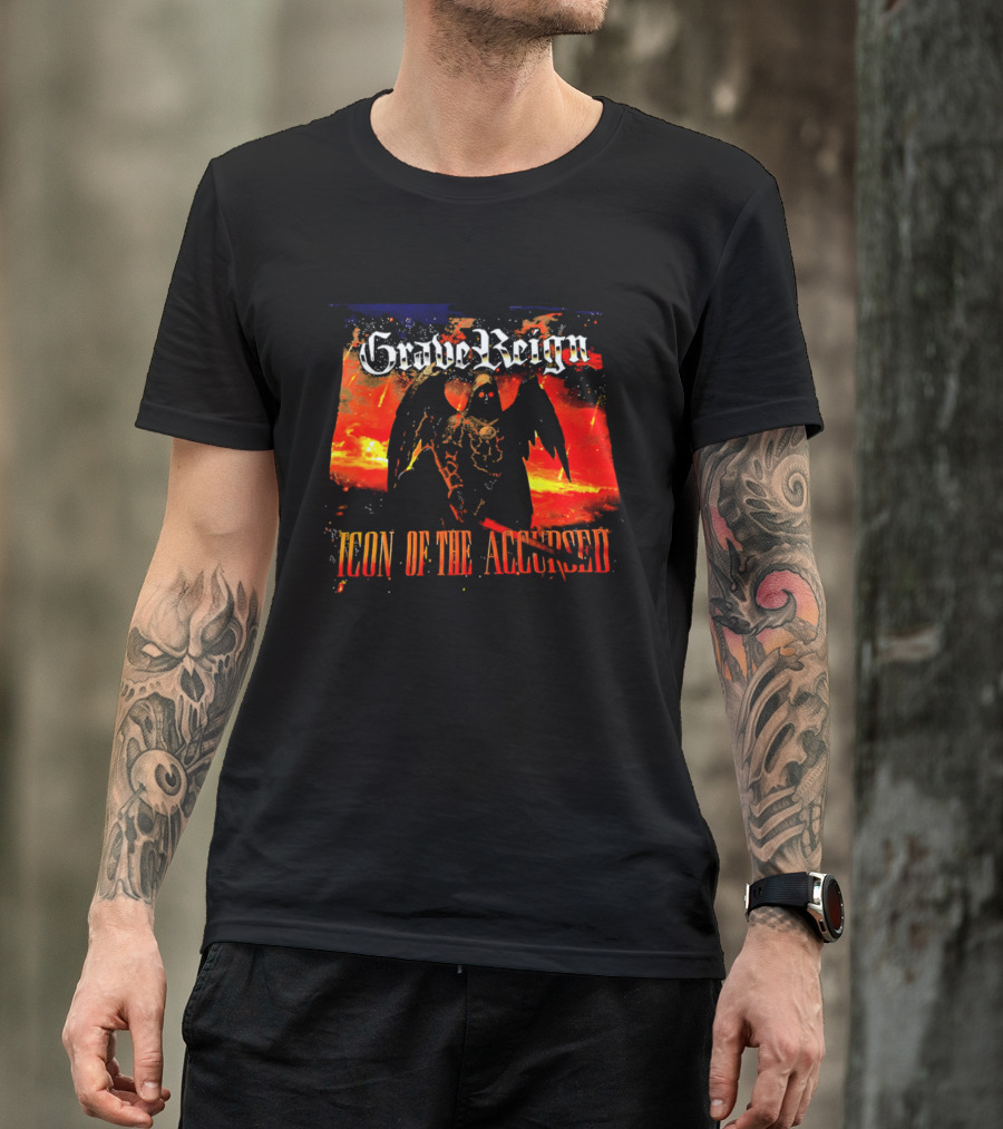 Grave Reign Icon Of The Accursed Winged Figure Sword T-Shirt